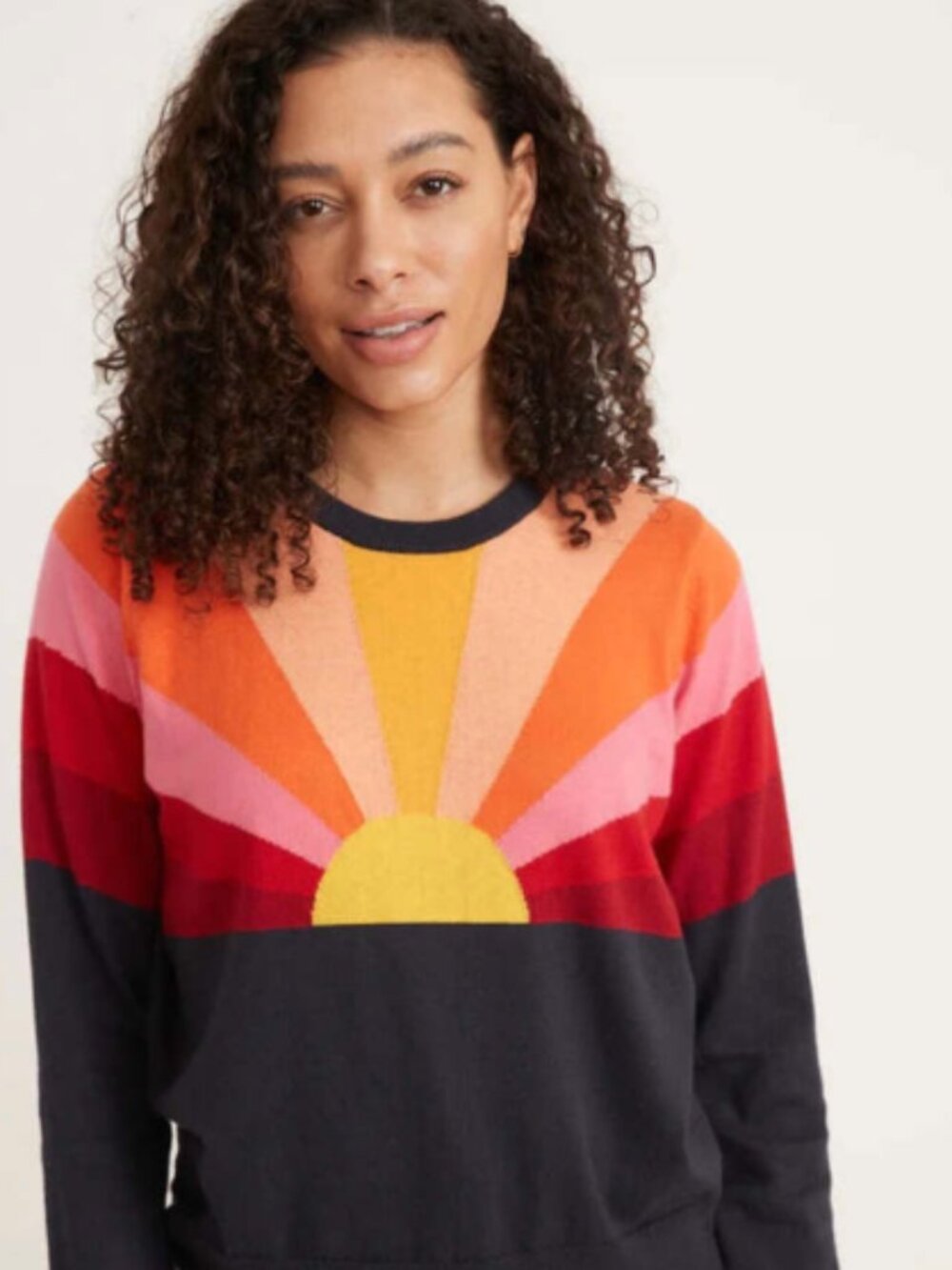 Marine Layer Sunset Icon Long Sleeve Crew Neck Sweater Size Large